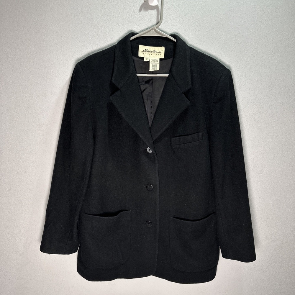 Eddie Bauer Womens Cashmere Blend wool Coat blazer Size Medium Classic Luxury